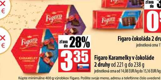 Figaro Karamelky v čokoláde 2 druhy od 221 g do 238 g 