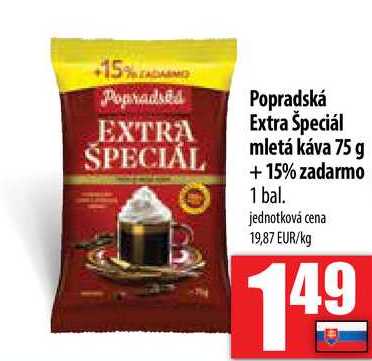 Popradská Extra Špeciál mletá káva 75 g 