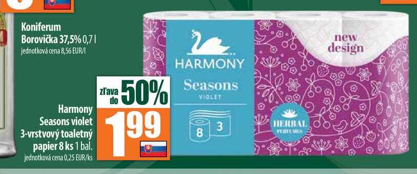 Harmony Seasons violet 3-vrstvový toaletný papier 8 ks