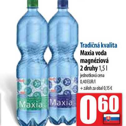 Maxia voda magnéziová 2 druhy 1,5 l