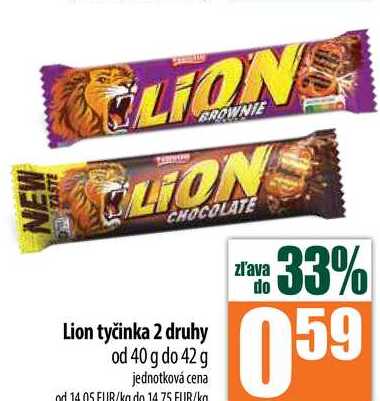 Lion tyčinka 2 druhy od 40 g do 42 g 