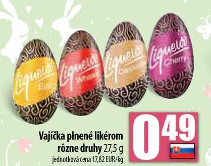 Vajíčka plnené likérom rôzne druhy 27,5 g 
