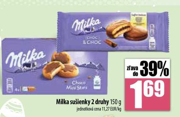 Milka sušienky 2 druhy 150 g 