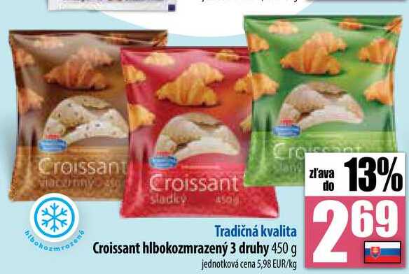 Croissant hlbokozmrazený 3 druhy 450 g