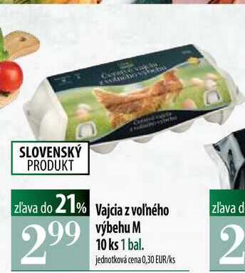 Vajcia z volného výbehu M 10 ks 