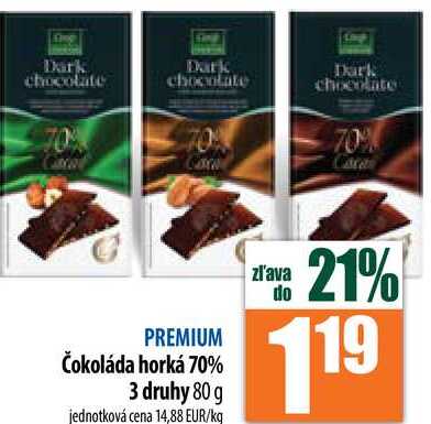 Čokoláda horká 70% 3 druhy 80 g 