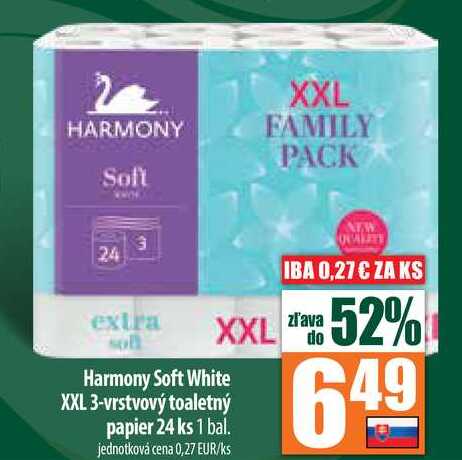 Harmony Soft White XXL 3-vrstvový toaletný papier 24 ks