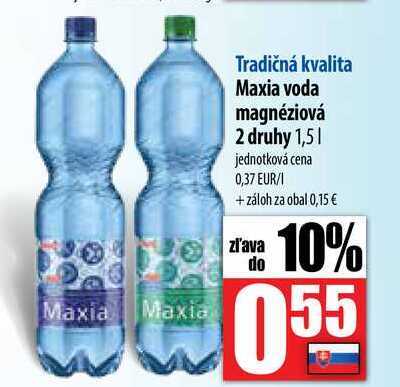 Maxia voda magnéziová 2 druhy 1,5 l
