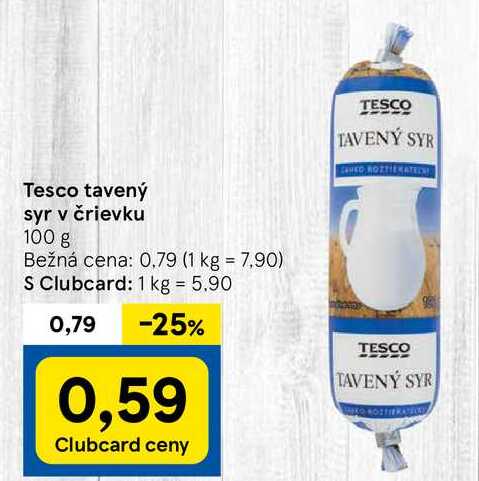 Tesco tavený syr v črievku, 100 g