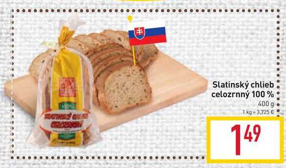 Slatinský chlieb celozrnný 100% 400 g