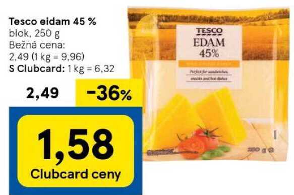 Tesco eidam 45 %, 250 g