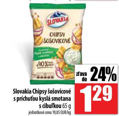 Slovakia Chipsy šošovicové s príchuťou kyslá smotana s cibulkou 65 g