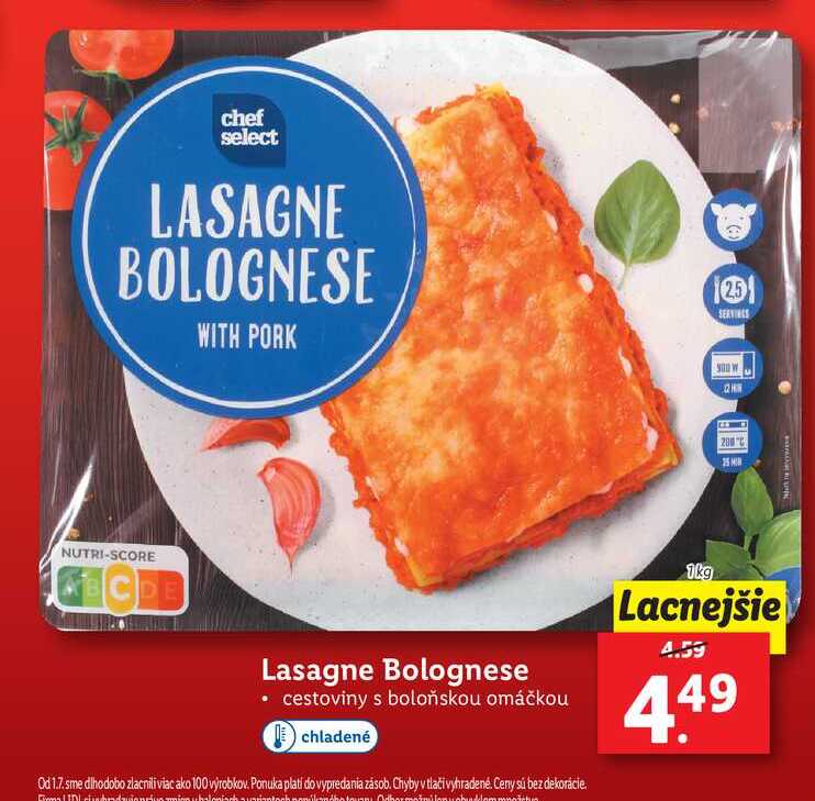 ARCHIV | Lasagne Bolognese 1 kg v akcii platné do: 8.10.2023