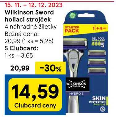 Wilkinson Sword holiaci strojček + 4 náhradné žiletky 