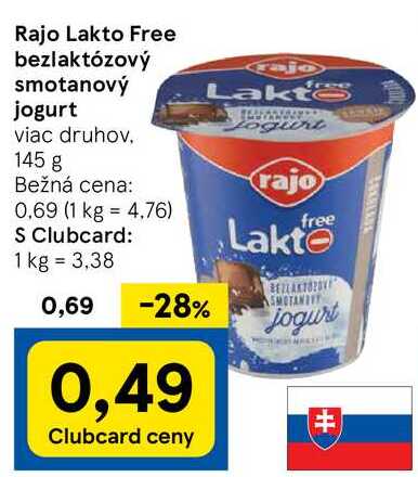 Rajo Lakto Free bezlaktózový smotanový jogurt, 145 g v akcii