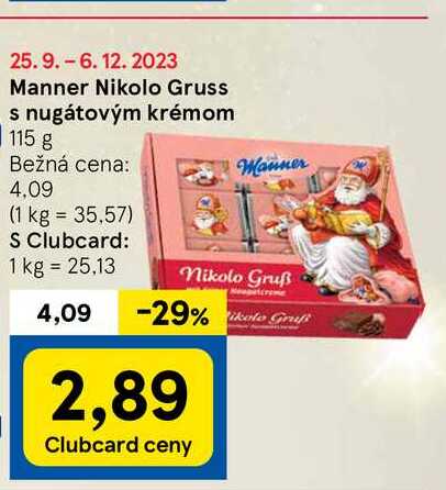Manner Nikolo Gruss s nugátovým krémom, 115 g