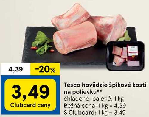 Tesco hovädzie špikové kosti na polievku, 1 kg