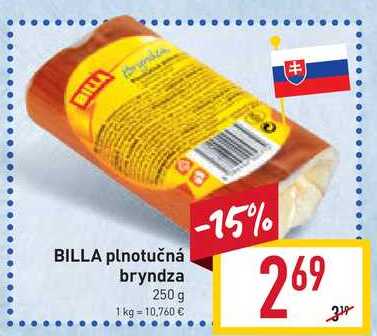 BILLA plnotučná bryndza 250 g 