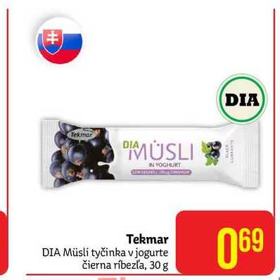 Tekmar DIA Müsli tyčinka v jogurte čierna ríbezľa 30 g 