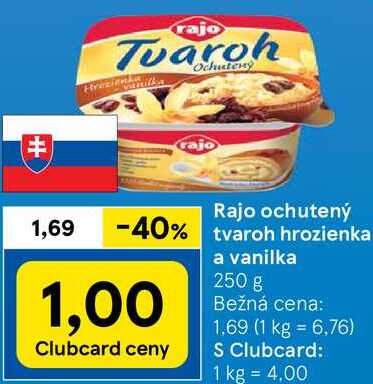 Rajo ochutený tvaroh hrozienka a vanilka, 250 g