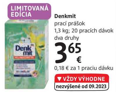 Denkmit prací prášok 1,3 kg; 20 pracích dávok