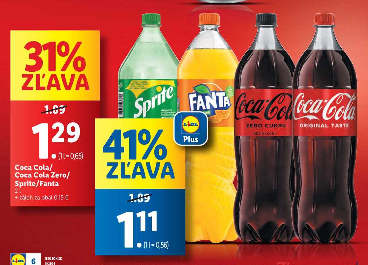 Coca Cola / Coca Cola Zero / Sprite /Fanta 2 l v akcii | Zlacnene.sk