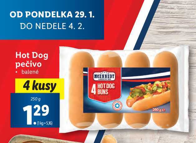 MCENNEDY Hot Dog g v kusy balené akcii pečivo 4 250