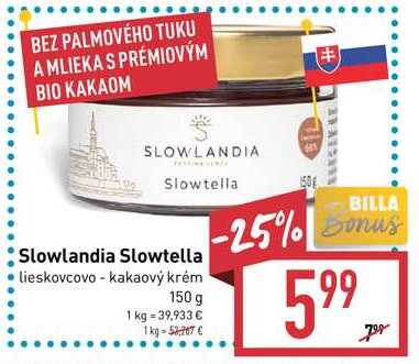 Slowlandia Slowtella lieskovcovo - kakaový krém 150 g