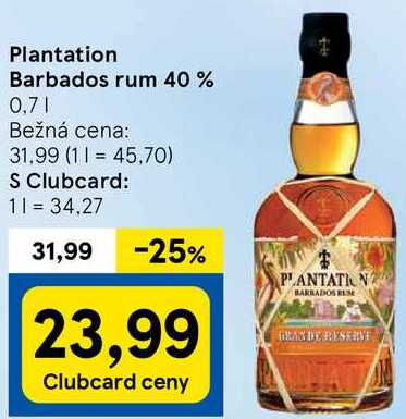 Plantation Barbados rum 40 %, 0,7 l