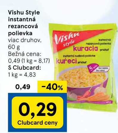 Vishu Style instantná rezancová polievka, 60 g