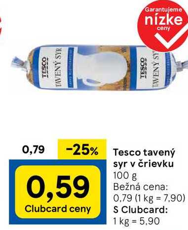 Tesco tavený syr v črievku, 100 g