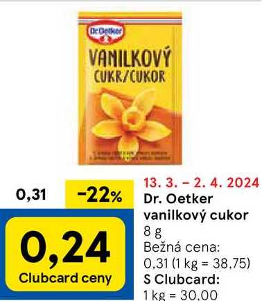 Dr. Oetker vanilkový cukor, 8 g 
