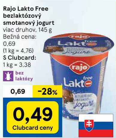 Rajo Lakto Free bezlaktózový smotanový jogurt, 145 g