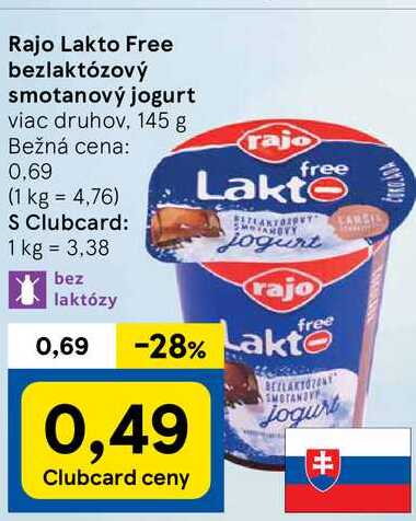 Rajo Lakto Free bezlaktózový smotanový jogurt, 145 g 