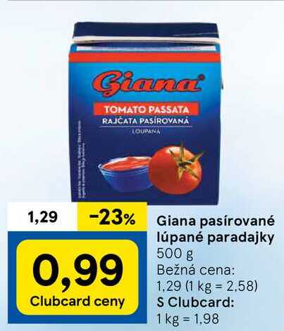 Giana pasírované lúpané paradajky, 500 g 