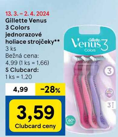 Gillette Venus 3 Colors jednorazové holiace strojčeky, 3 ks 
