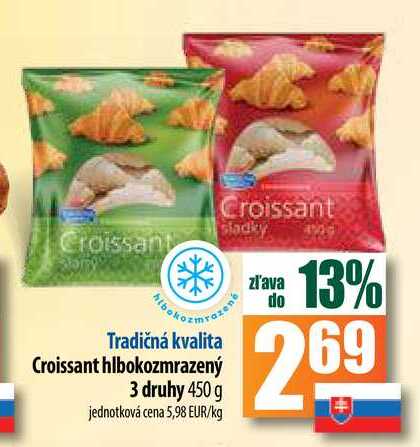 Croissant hlbokozmrazený 3 druhy 450 g 