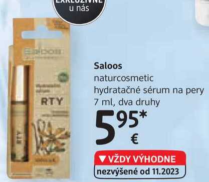 Saloos naturcosmetic hydratačné sérum na pery, 7 ml