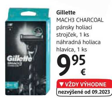 Gillette MACH3 CHARCOAL pánsky holiaci strojček, 1 ks náhradná holiaca hlavica, 1 ks 