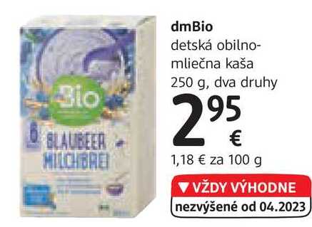 dmBio detská obilno-mliečna kaša, 250 g