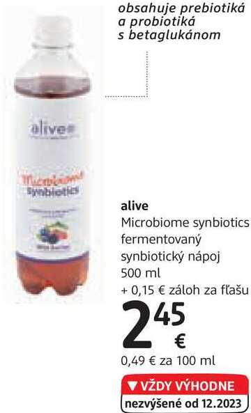 alive Microbiome synbiotics fermentovaný synbiotický nápoj, 500 ml 