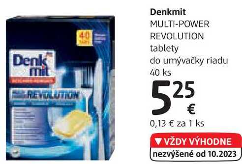Denkmit MULTI-POWER REVOLUTION tablety do umývačky riadu, 40 ks 
