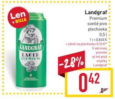 Landgraf Premium svetlé pivo plechovka 0,5 l