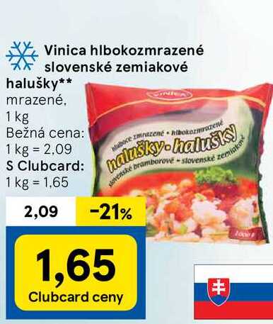 Vinica hlbokozmrazené slovenské zemiakové halušky, 1 kg