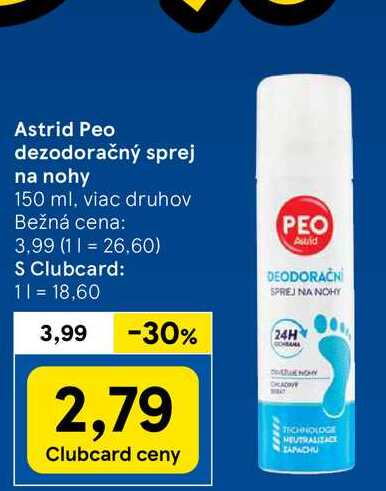 Astrid Peo dezodoračný sprej na nohy, 150 ml