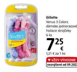Gillette Venus 3 Colors dámske jednorazové holiace strojčeky, 6 ks 