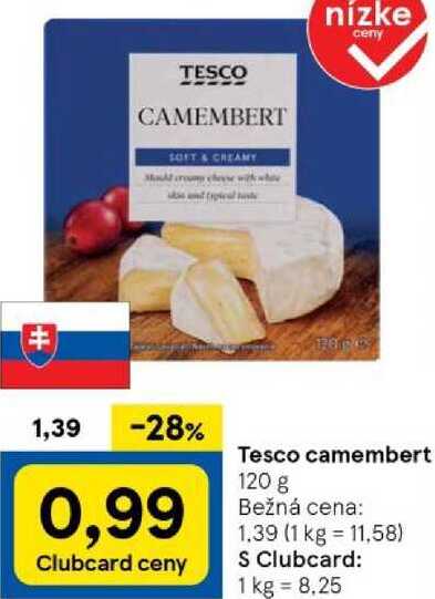 Tesco camembert, 120 g 