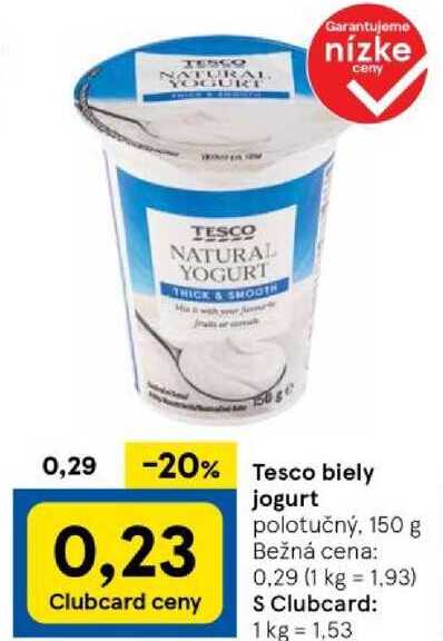 Tesco biely jogurt, 150 g