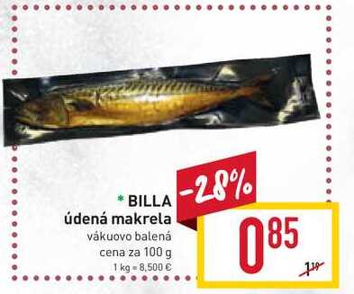 BILLA údená makrela vákuovo balená cena za 100 g
