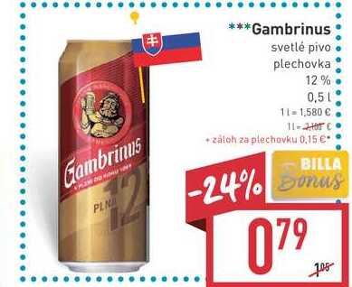Gambrinus 12% 0,5l v akcii